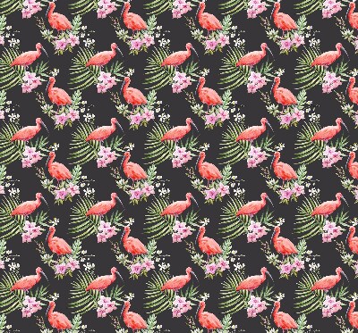 Fabric roller blind for window Flamingos on plants