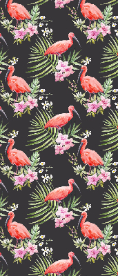 Fabric roller blind for window Flamingos on plants