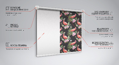 Fabric roller blind for window Flamingos on plants