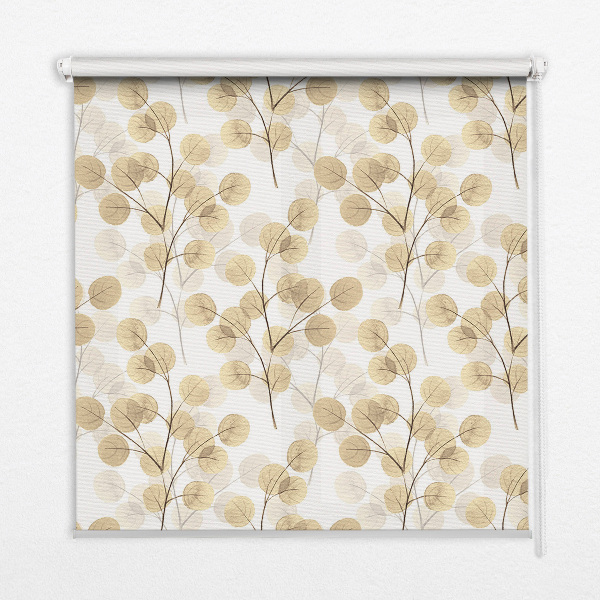 Blackout roller blind for window Yellow branches