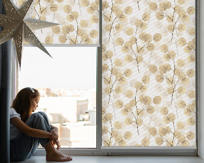 Blackout roller blind for window Yellow branches