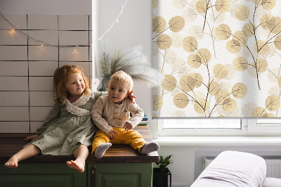 Blackout roller blind for window Yellow branches