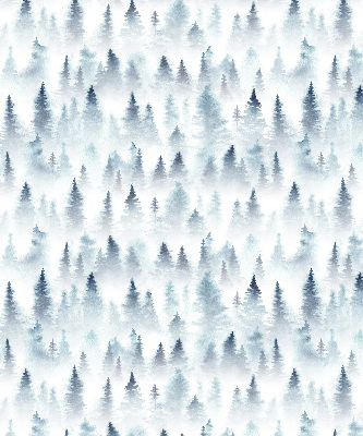 Fabric roller blind for window Forest in the fog