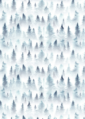 Fabric roller blind for window Forest in the fog