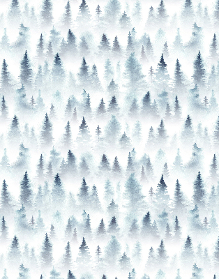 Fabric roller blind for window Forest in the fog