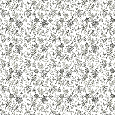 Blackout roller blind Drawn birds and plants
