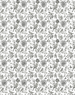 Blackout roller blind Drawn birds and plants