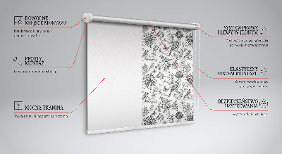 Blackout roller blind Drawn birds and plants