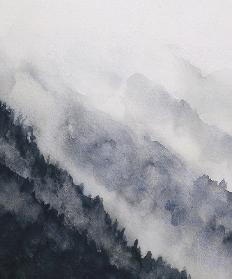 Blackout roller blind for window Misty mountains