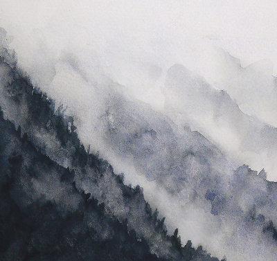 Blackout roller blind for window Misty mountains