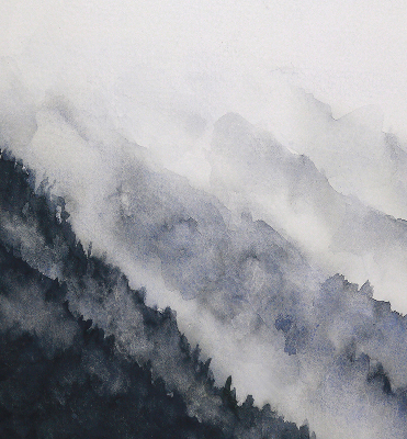 Blackout roller blind for window Misty mountains