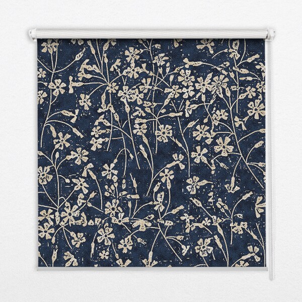 Fabric roller blind for window Flowers