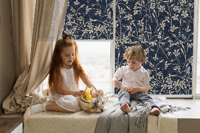 Fabric roller blind for window Flowers