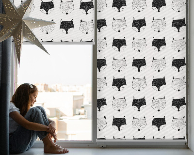 Blackout roller blind for window Drawn fox heads