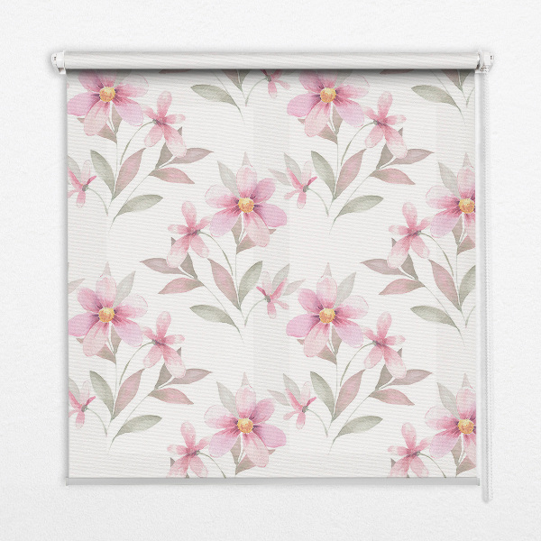 Blackout roller blind Pink flowers
