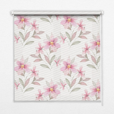 Blackout roller blind Pink flowers