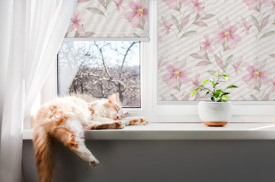 Blackout roller blind Pink flowers