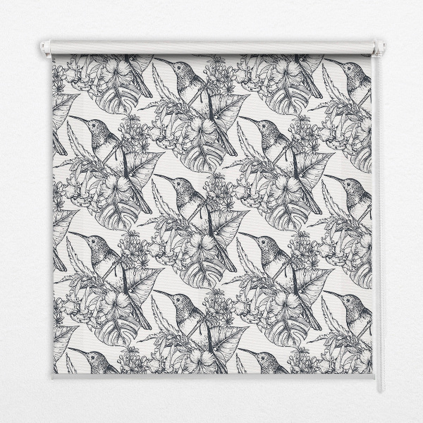 Blackout roller blind for window Drawn flowers