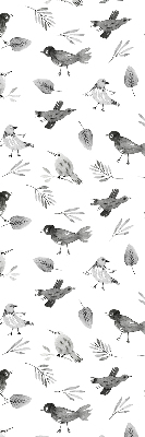 Blackout roller blind for window Drawn birds and leaves