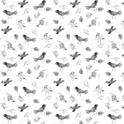 Blackout roller blind for window Drawn birds and leaves
