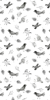 Blackout roller blind for window Drawn birds and leaves
