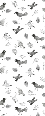 Blackout roller blind for window Drawn birds and leaves