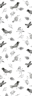 Blackout roller blind for window Drawn birds and leaves