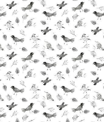 Blackout roller blind for window Drawn birds and leaves