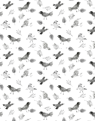 Blackout roller blind for window Drawn birds and leaves