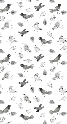Blackout roller blind for window Drawn birds and leaves