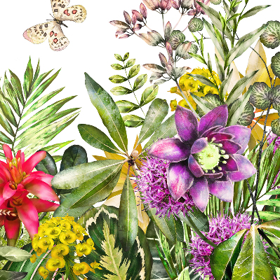 Fabric roller blind for window Flowers