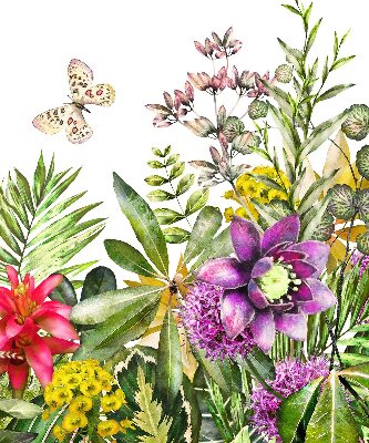 Fabric roller blind for window Flowers