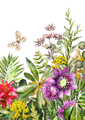 Fabric roller blind for window Flowers