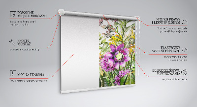 Fabric roller blind for window Flowers