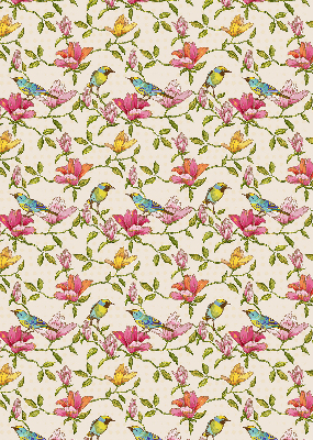 Blackout roller blind for window Birds on flowers