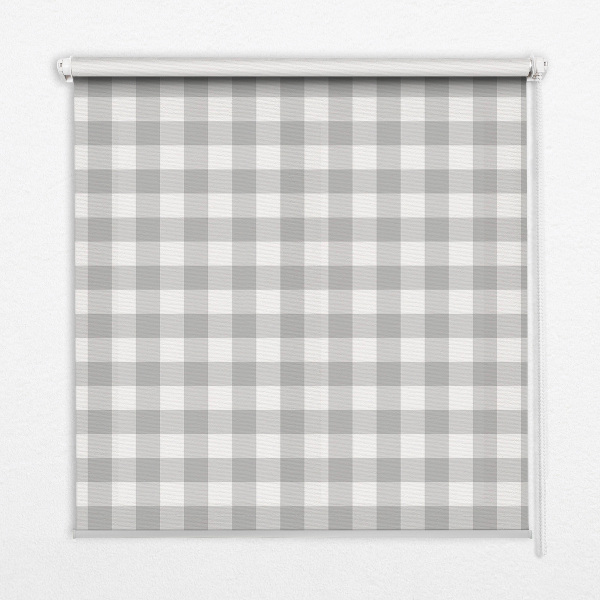 Fabric roller blind for window Gray checks