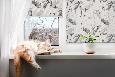 Blackout roller blind Drawn flowers