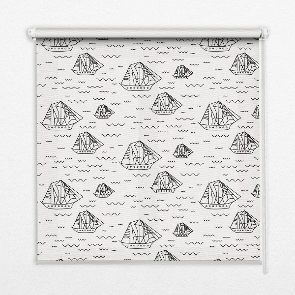 Fabric roller blind for window Drawn ships