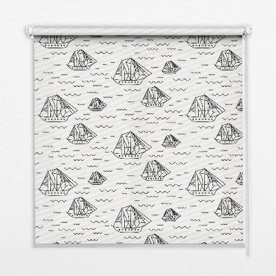 Fabric roller blind for window Drawn ships