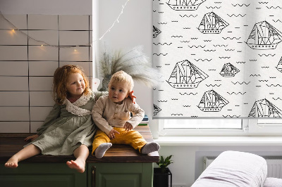 Fabric roller blind for window Drawn ships