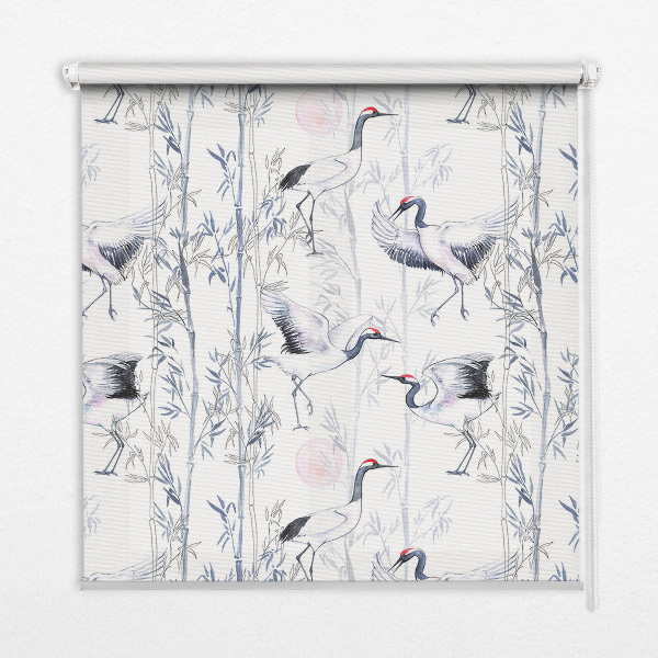 Blackout roller blind for window Herons and trees