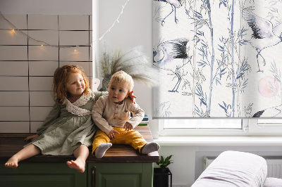 Blackout roller blind for window Herons and trees