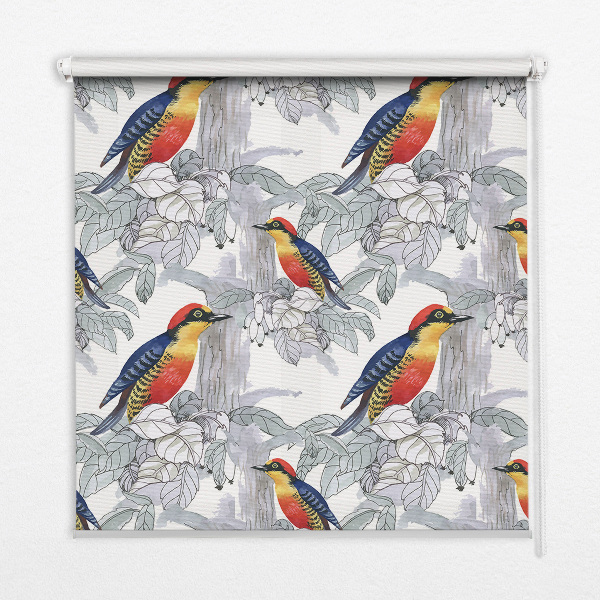 Fabric roller blind for window Colorful bird