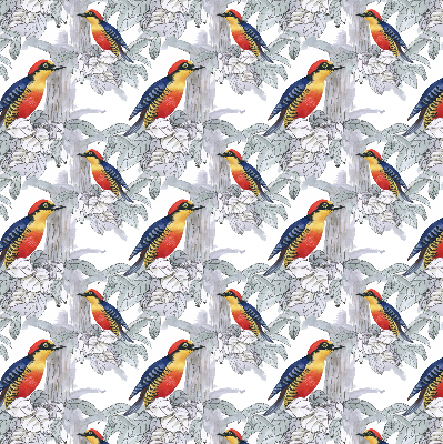 Fabric roller blind for window Colorful bird
