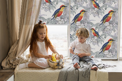 Fabric roller blind for window Colorful bird