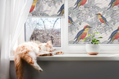 Fabric roller blind for window Colorful bird