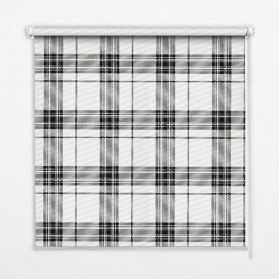 Blackout roller blind for window Gray tartan
