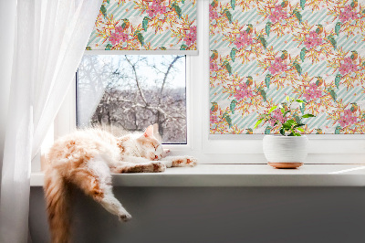 Blackout roller blind Birds among the branches of a tree