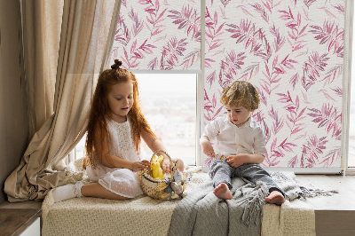 Blackout roller blind for window Pink leaves