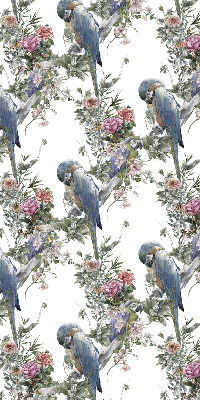 Fabric roller blind for window Parrots on flowers